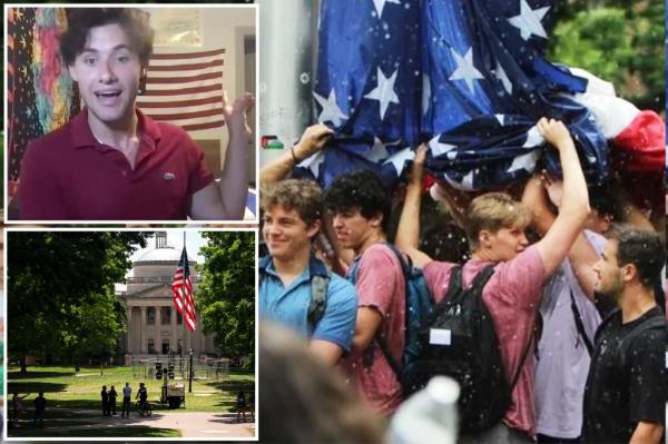 捍卫美国国旗的北卡罗来纳大学学生抨击“马克思主义部落”